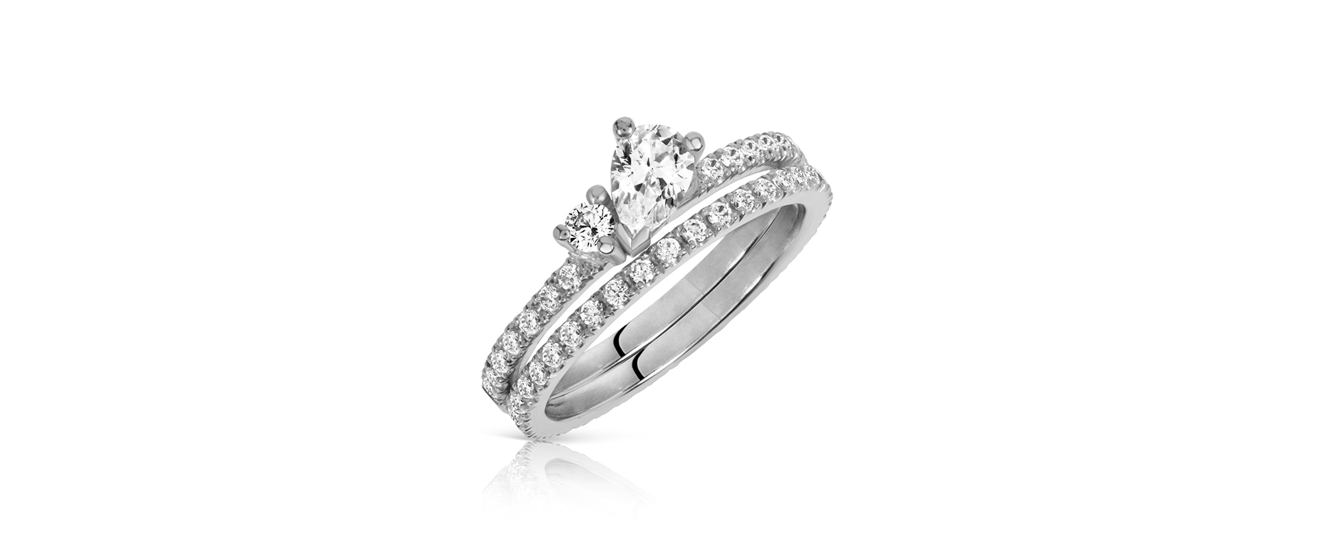 Astral cluster engagement ring 5 pear diamond with wedding band - platinum
