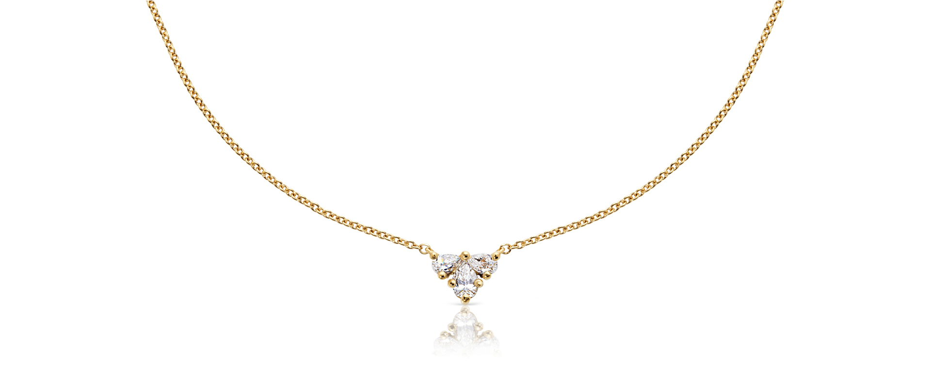 Astral bridal pendant - pear trio diamond cluster - yellow gold