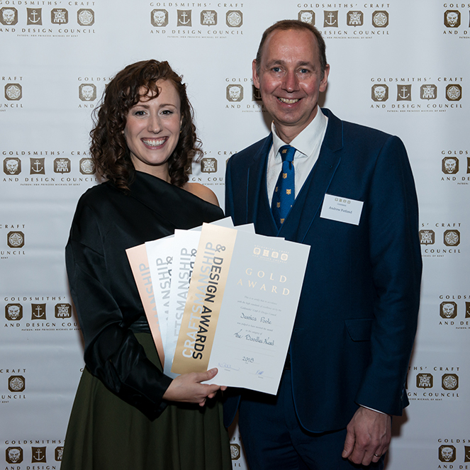 Goldsmiths Craft and Design Council Awards 2018 winner Jessica Poole at Goldsmiths' Hall